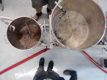 Sparging and transferring the worst to the brew kettle.